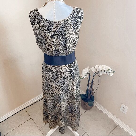 Studio I Vintage Animal Print Sleeveless Round Neck Shift Maxi Dress SZ 16W EUC - Picture 3 of 14